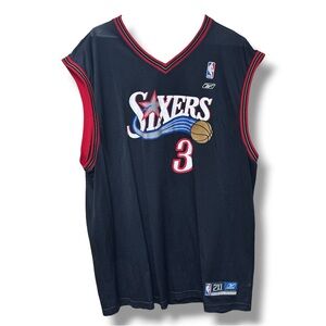 Reebok Navy & Red Philadelphia Sixers #3 Basketball Jersey